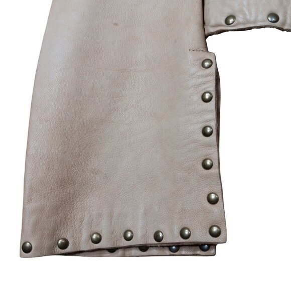 Blur Italian Leather Panama Tan Brown Luxury Studded Jacket Distressed - Picture 5 of 12